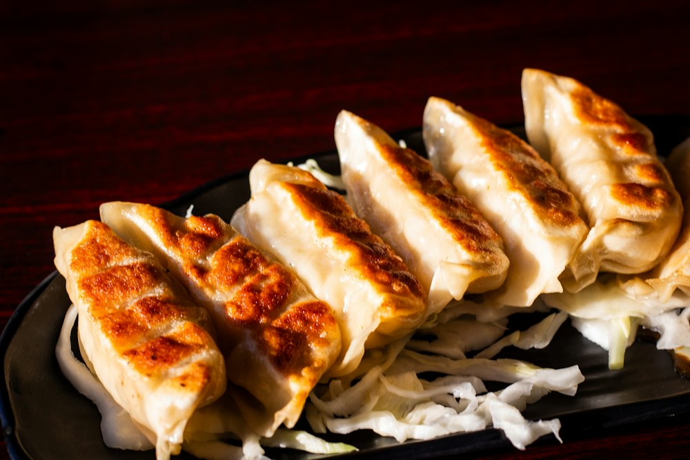 Pan fried gyoza dumplings